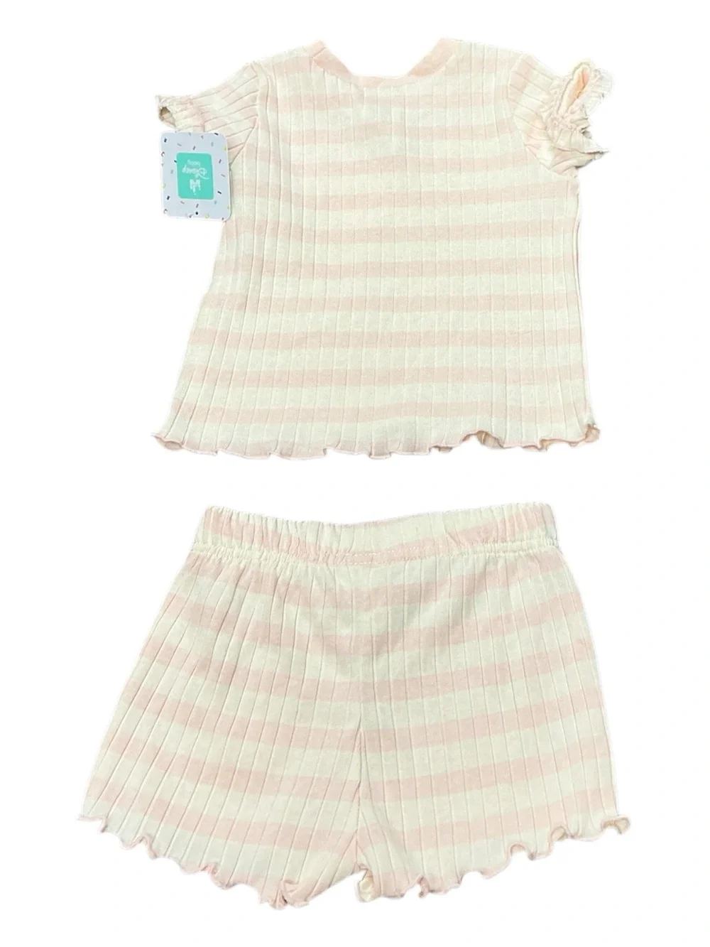 Disney Pink Striped Moana Stripped Ruffle Sleeve Top and Shorts Set
